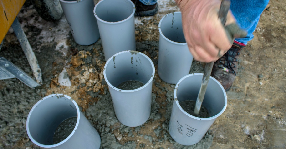 AOG technicians inspect concrete mixture on-site and take hundreds of samples for additional testing off-site.