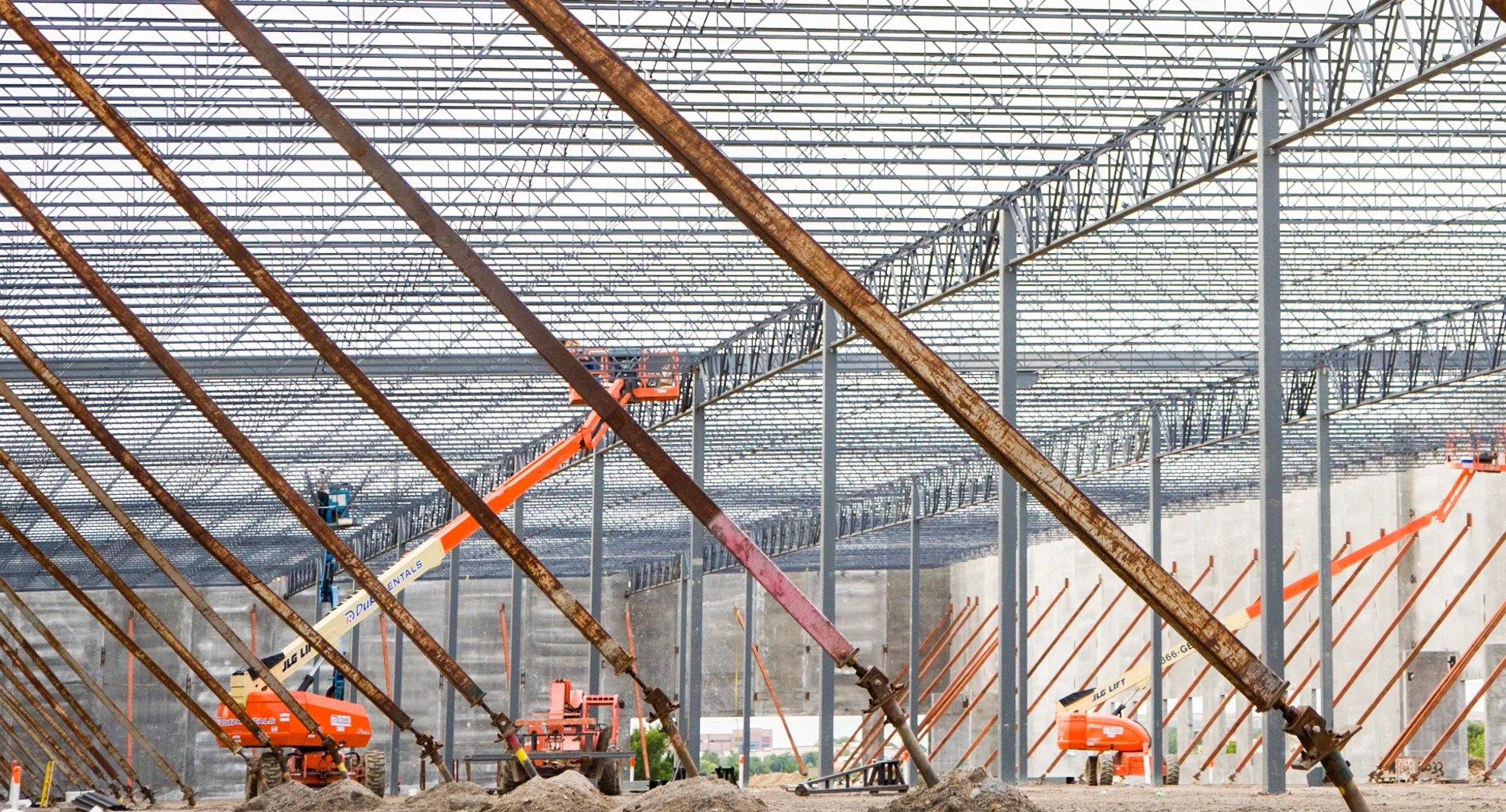 steel frame of new warehouse construction