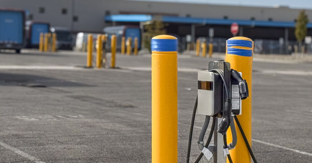 charging station against blurred background