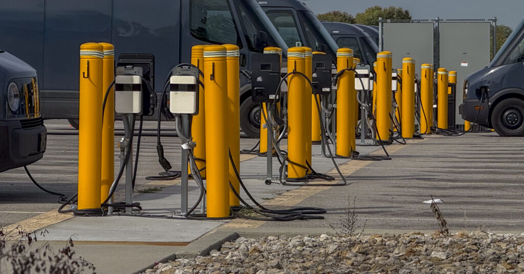 row of charging stations